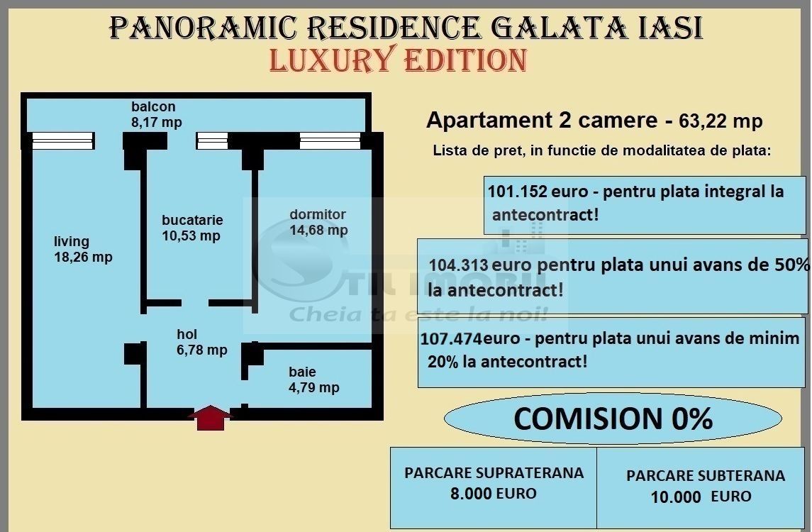 Apartament decomandat de vanzare in Iasi, Galata, 63,22 mp, bloc nou - Poză 2