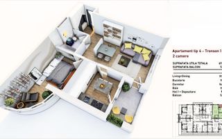 Vânzare, apartament, 2 camere, Brașov - Schiță 8