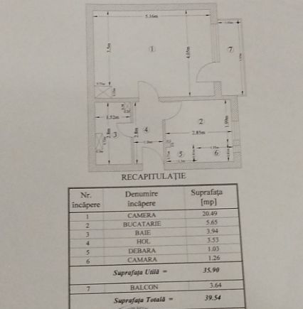 Garsonieră de vânzare Otopeni lângă DN1, Primărie, Centru - Schiță 9