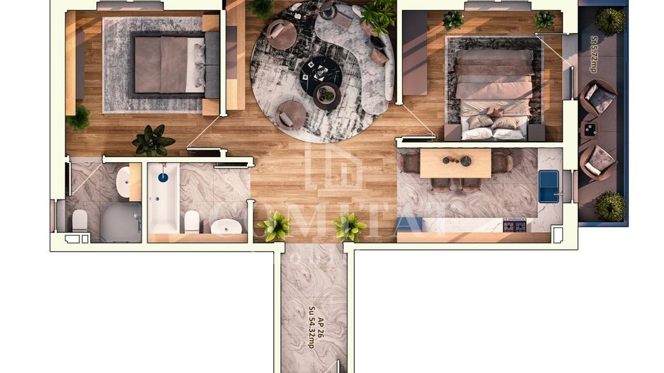 Apartament 3 camere Dorobanților Cluj imobil nou cu CF - Schiță 10