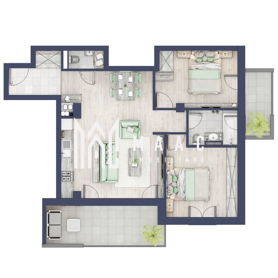 Apartament 3 camere | Balcoane 16.2 mp | Etaj 1 | Turnisor - Poză 1