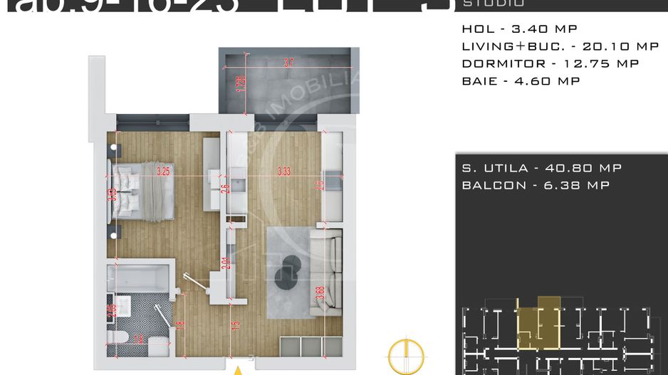 Apartament 2 camere-Th Pallady-Metrou N Teclu-Parcare Gratis - Schiță 12