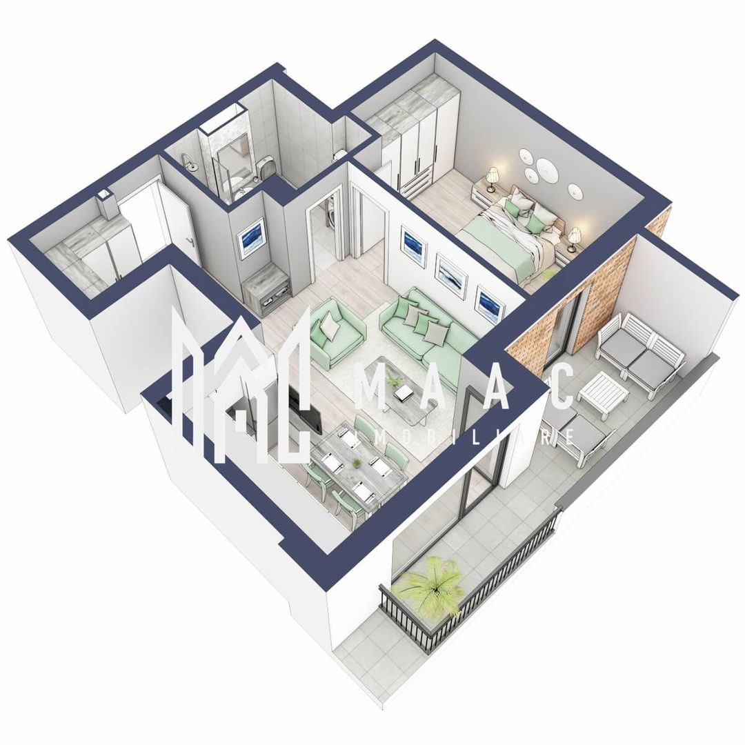 Apartament 2 camere | Etaj 3 | Balcon 10.3 mp | Turnisor - Poză 3