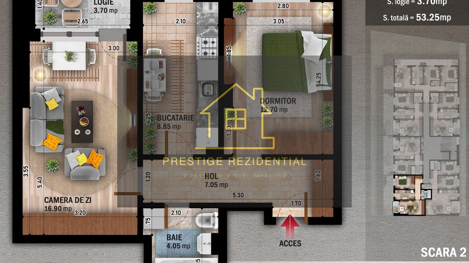 Apartament 2cam,Pret Promotional, Titan-Pallady,Metrou - Schiță 3