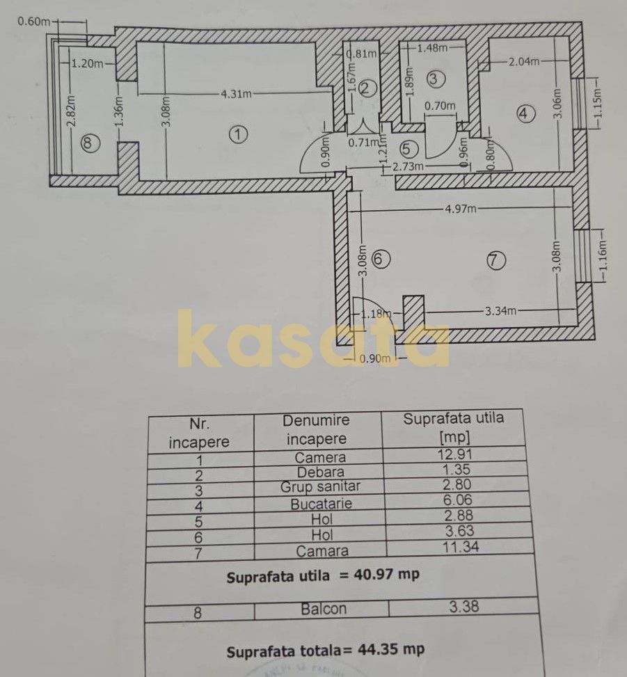 2 Camere | Floreasca | AC | Centrală proprie - Schiță 11