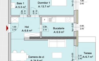 Apartament 2 camere, Marasti – zona The Office, proiect premium - Schiță 2