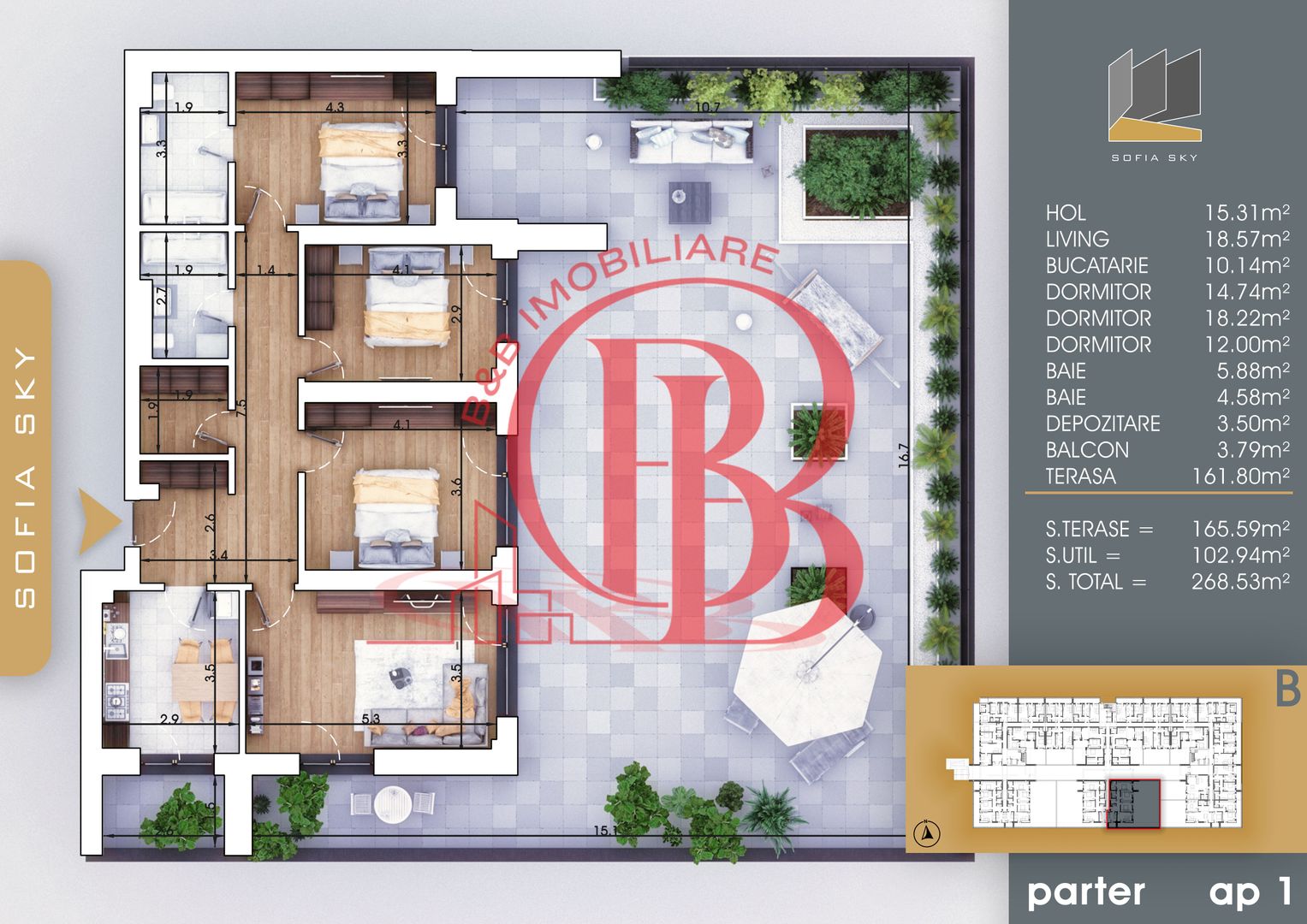 Theodor Pallady 4 camere cu terasa 162mp Mutare Rapida - Schiță 1