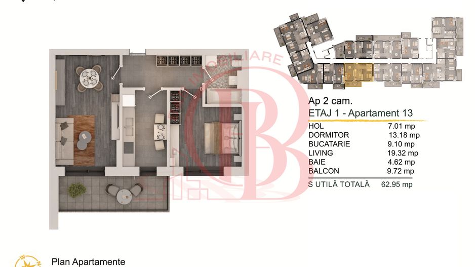 Th. Pallady-Apartament 2 camere cu Loc de parcare Gratuit - Schiță 2