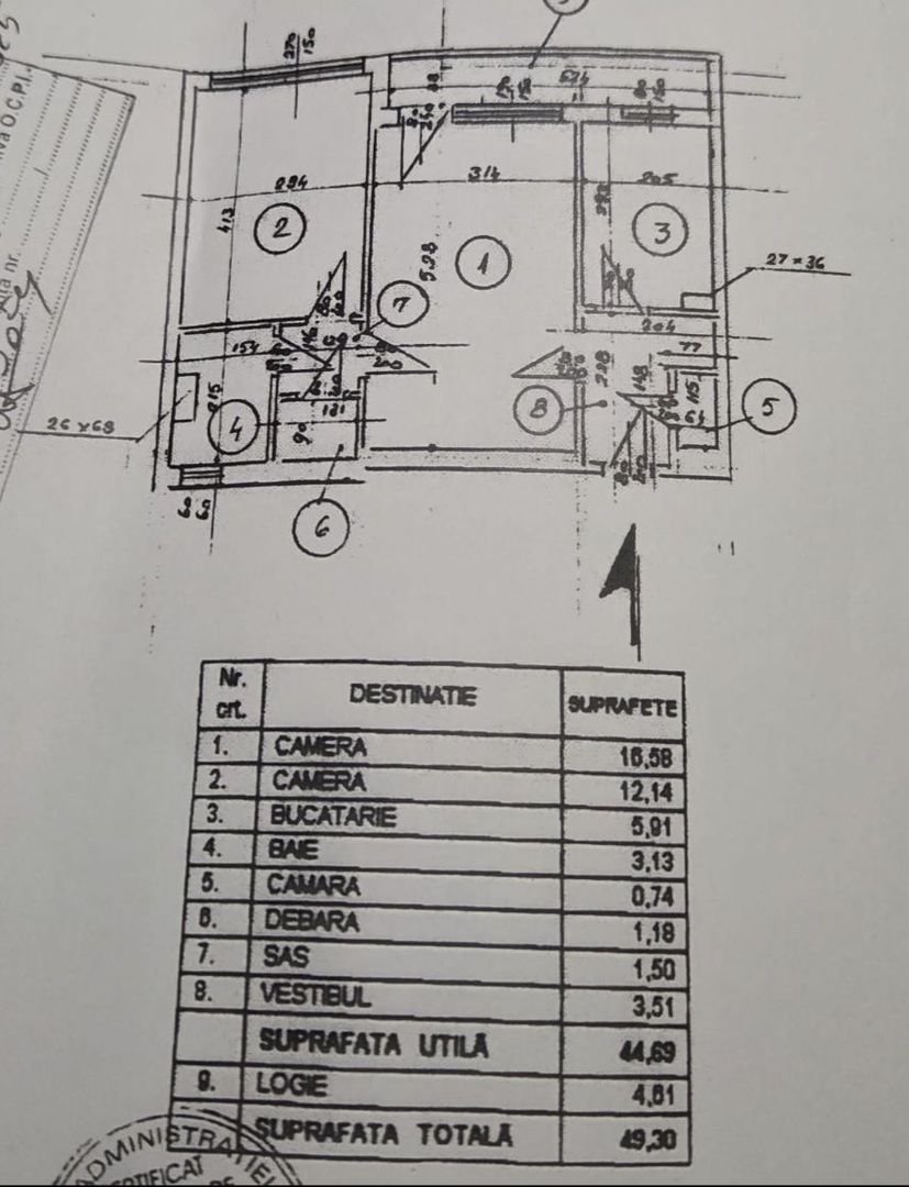 Apartament 2 camere – 49,30 mp, etaj 8/9, bloc 1971 – priveliște superbă - Poză 9