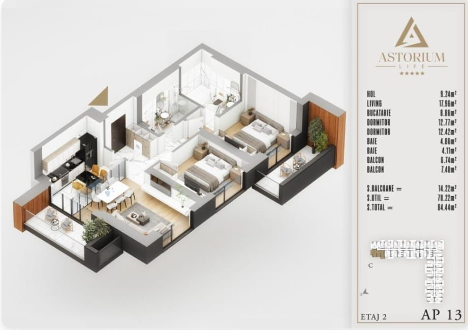 AP. 3CAM. DECOMANDAT IN PROIECT ASTORIUM LIFE - ETAJ 3 / PALLADY! - Poză 3