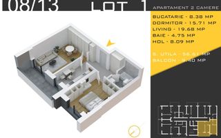 2 camere  Titan Pallady  Metrou Nicolae Teclu - Schiță 10