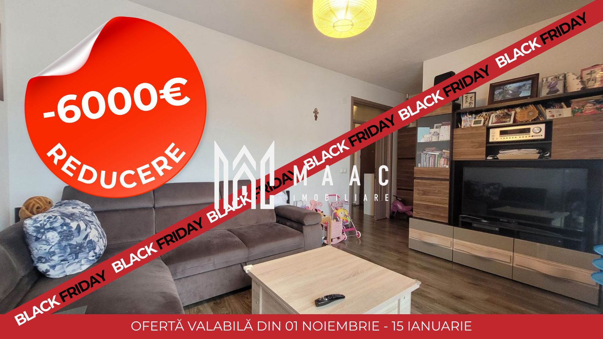 BLACK FRIDAY Apartament 3 camere | Etaj 1 | Parcare | Balcon - Poză 1