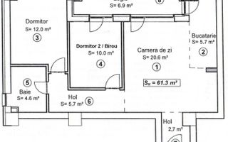 Apartament 3 camere Circumvalatiunii bloc nou - Schiță 7