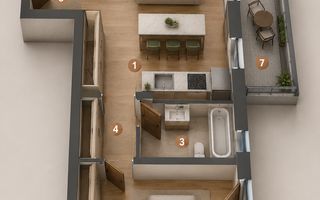2 camere premium cu terasa generoasa | design elegant | complet mobilat - Poză 16