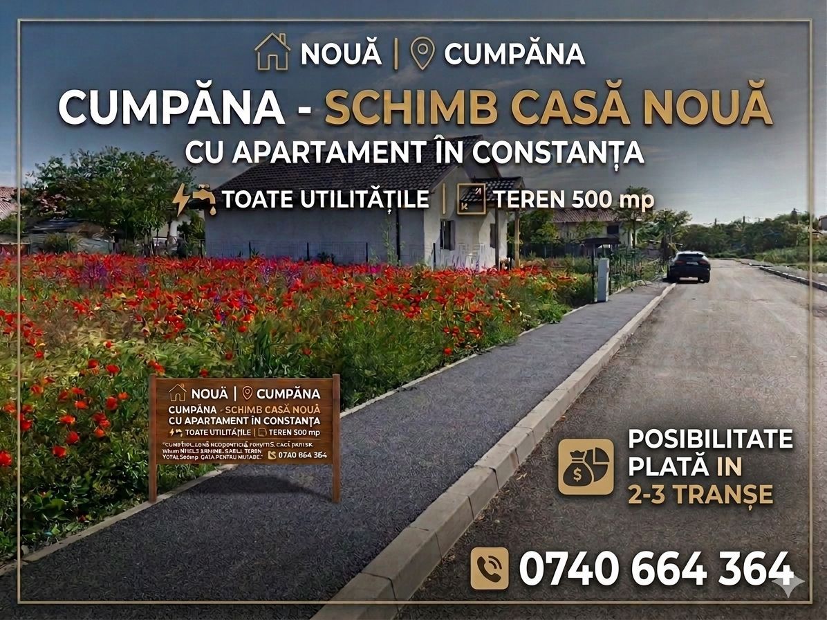 Schimb Casă Nouă în Cumpăna cu apartament în Constanța - Poză 1