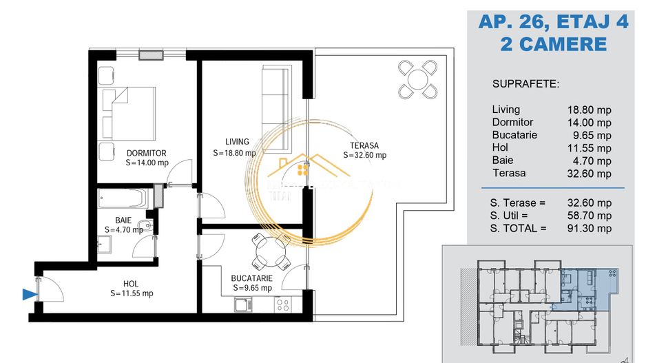 Ansamablu premium Penthouse Decomandat Metrou Teclu Pallady titan Ikea - Schiță 8