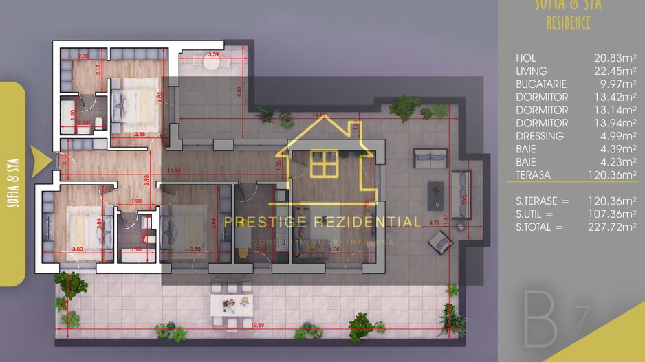 4 Cam,Terasa 120 Mp, Parcare Inclusa, Titan-Pallady,Metrou - Poză 3