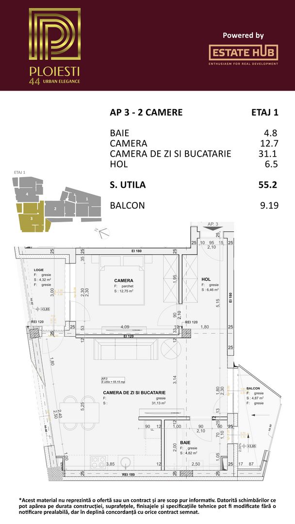 Apartament 2 camere FINISAT | zona Centrala | Comision 0% - Poză 8
