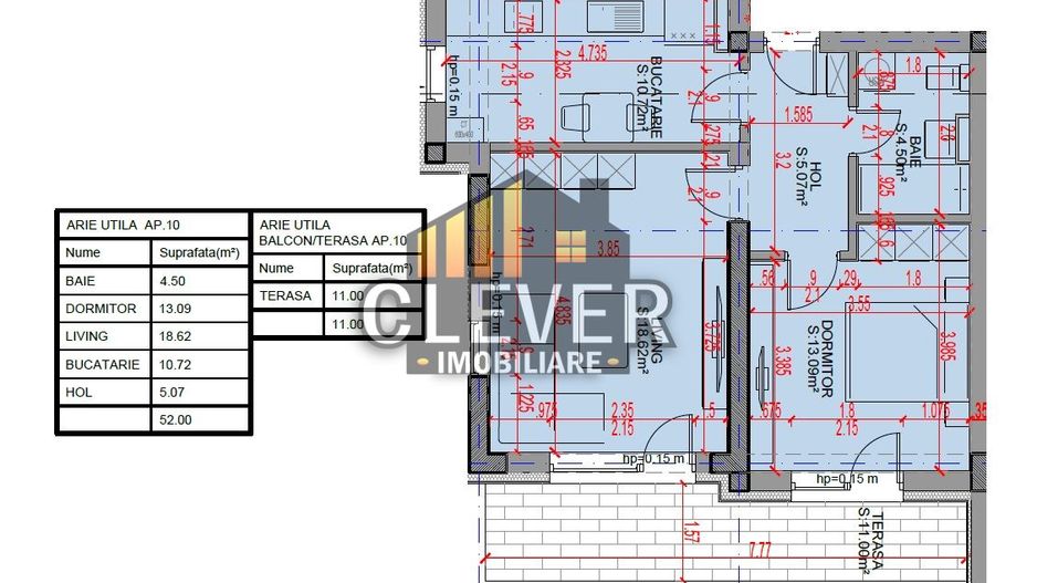 2 Camere | 63 mp Total | Terasa 11 mp | Comision 0% - Poză 3