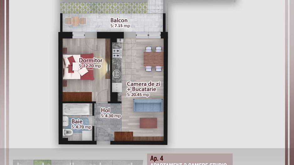 2 camere cu gradina -oferta lansare proiect Pallady - Schiță 1