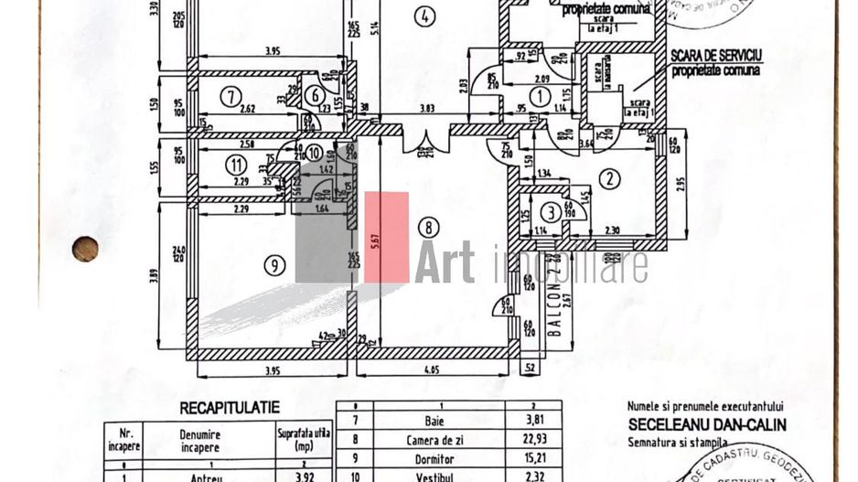 Apartament 4 camere in bloc mic- zona Piata Alba Iulia/Popa Nan - Schiță 12