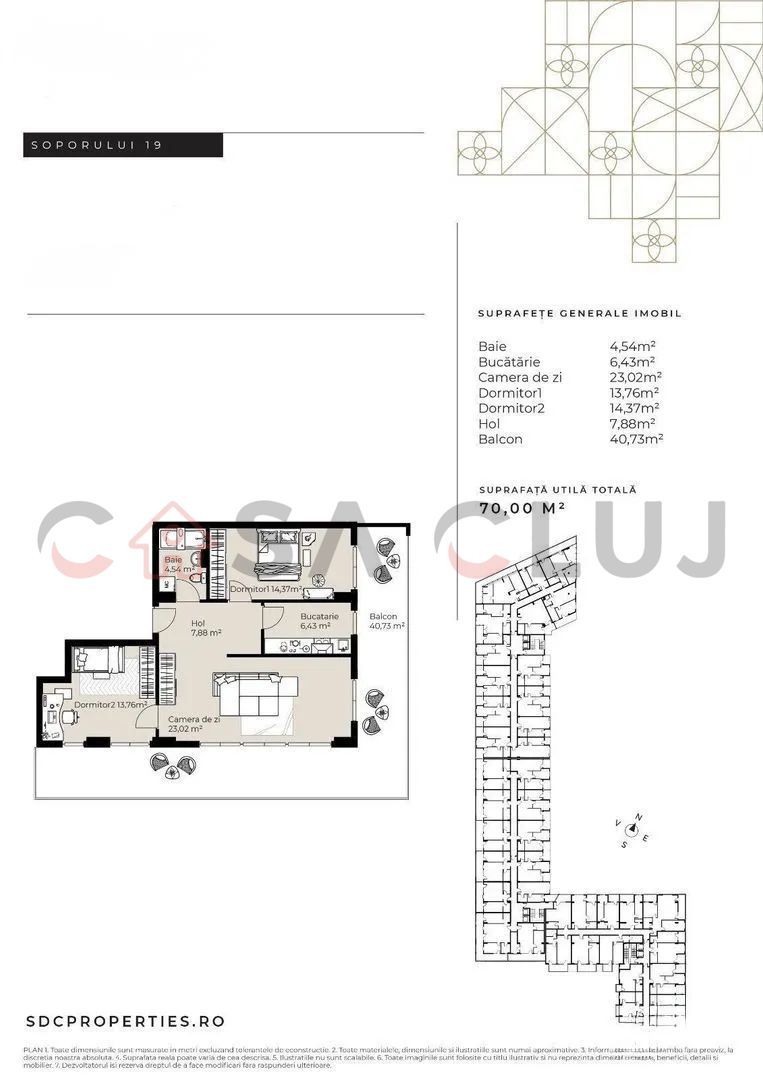 3 camere, imobil nou,parcare, zona Baza Sportivă Gheorgheni - Schiță 5