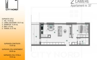 Apartament 2 camere - 59.2 mp - CITY NORD Stefan cel mare - Poză 1