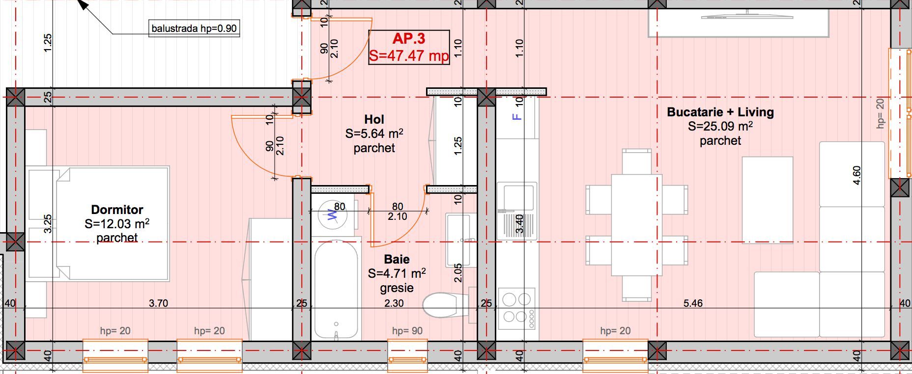Braytim, Apartament Nou 2 camere, 47 mp - Iulie 2022 - Parter - Poză 8