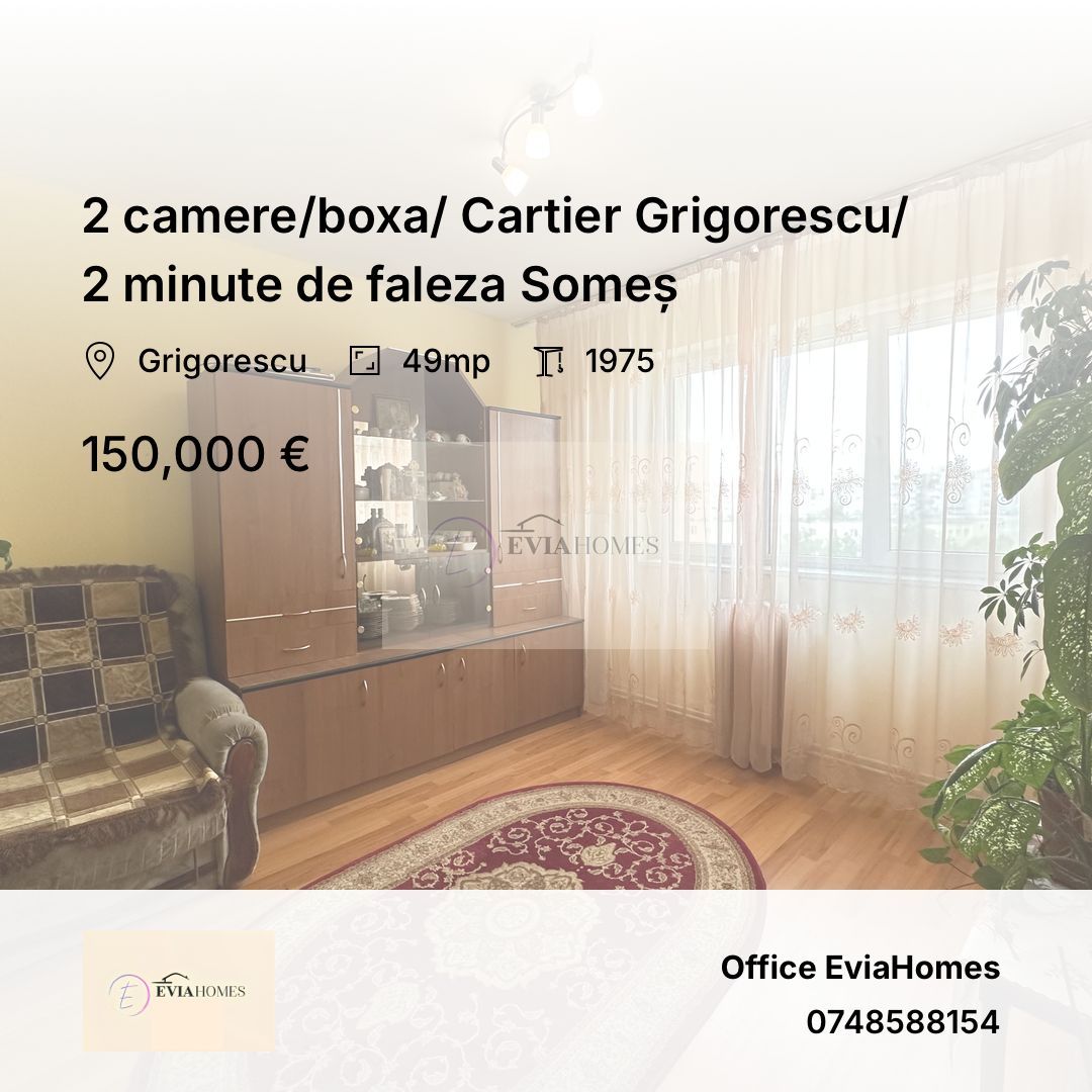 2 camere/boxa/ Cartier Grigorescu/ 2 minute de faleza Someș - Poză 1