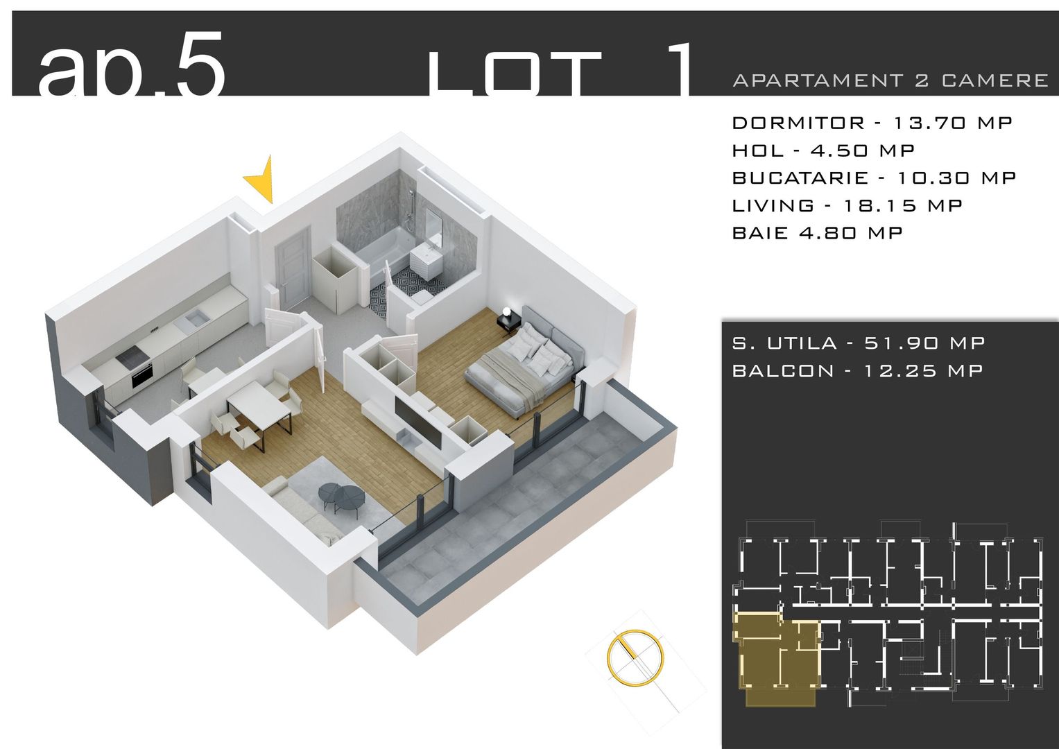 2 camere decomandat -parcare inclusa -Pallady - Schiță 11