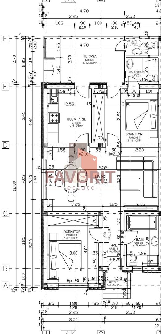 Duplex pe Parter | 2 bai | Teren generos | Toate utilitatile - Schiță 14