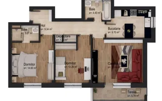 3 camere Tractorul–Coresi | Parcare+Boxă | Încălzire pardoseală - Poză 14