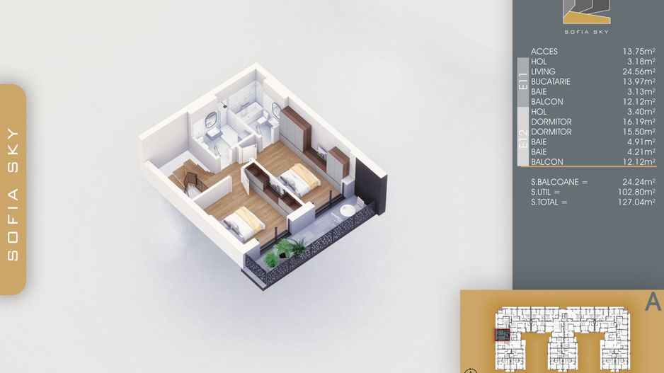 3 camere duplex Finalizare Rapida Titan 700 m Metrou N Teclu - Schiță 8