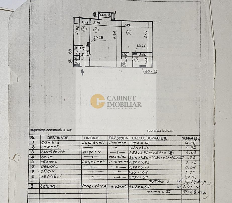 2 Camere | Centrala Proprie | Metrou Lujerului - 5 Minute - Schiță 9