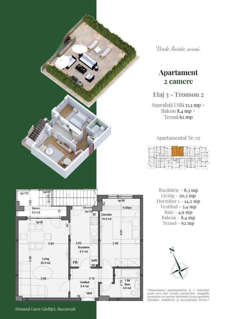 2 CAM. DECOMANDAT + TERASA 74MP. / METROU N. TECLU. COMISION 0%! - Poză 2