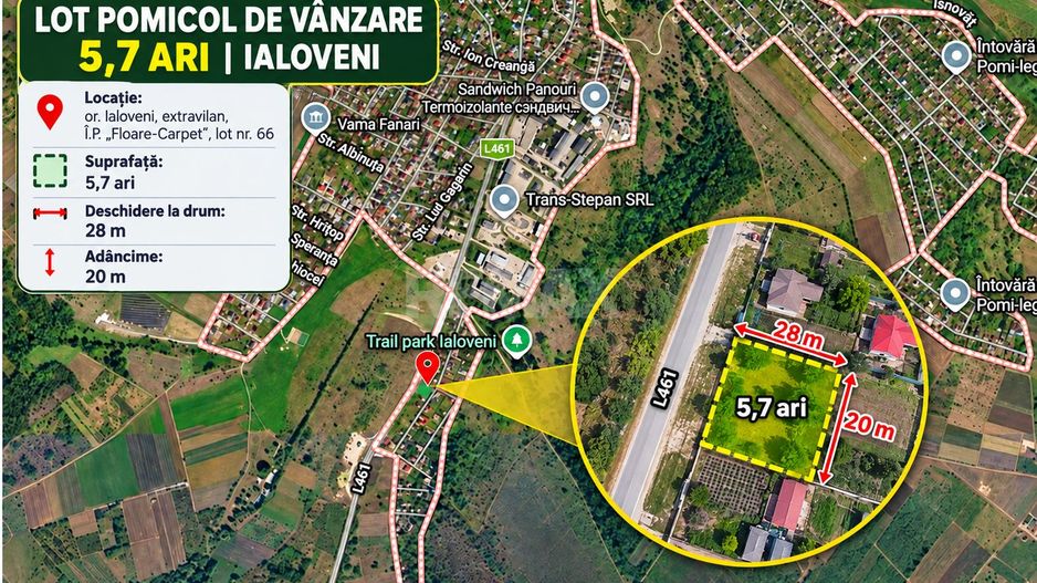 LOT POMICOL DE VÂNZARE – 5,7 ARI | IALOVENI  Î.P. „Floare-Carpet - Poză 1