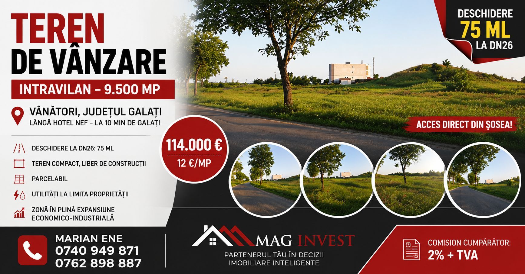 Vânzare teren intravilan – 9.500 mp, DN26 -Padurea Garboavele, Tulucesti - Poză 1