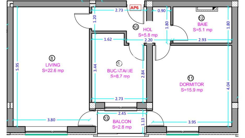 Apartament 2 camere cu bucatarie inchisa- Selimbar zona Lidl. - Schiță 4