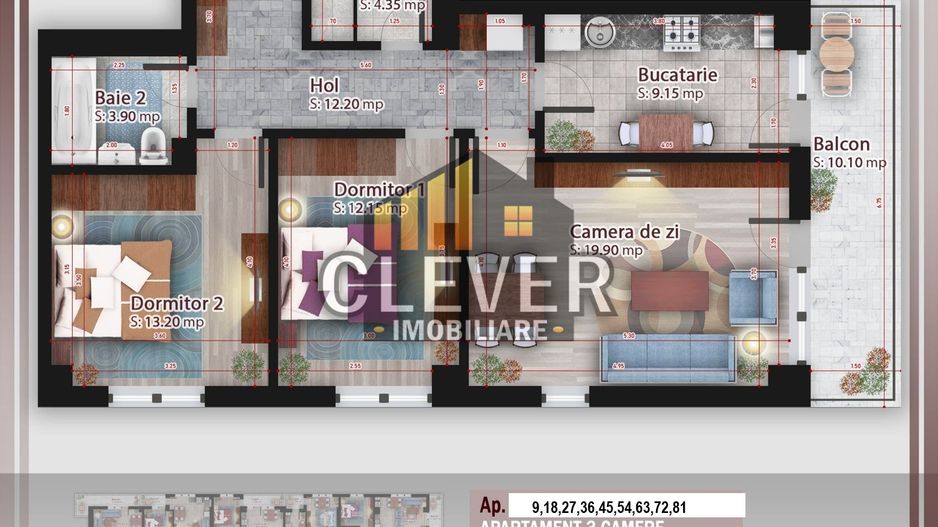 Apartament 3 camere spațios 85mp,  12 min Metrou Teclu - Pallady - Schiță 16