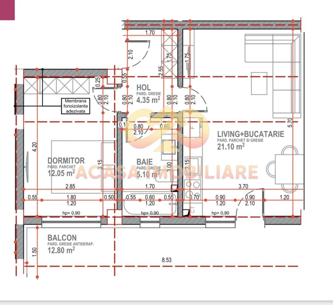 NOU  PLATOU GALATA APARTAMENT 2 CAMERE 46MP - Poză 4