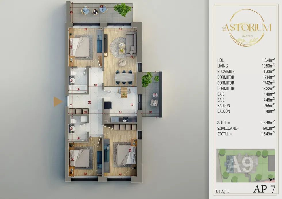 Apartament de vanzare cu 4 camere Astorium Garden - Poză 3