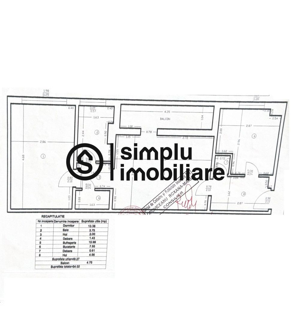 Apartament 2 camere semidecomandate transformat in 3 et 3/4 Brazda - Schiță 9