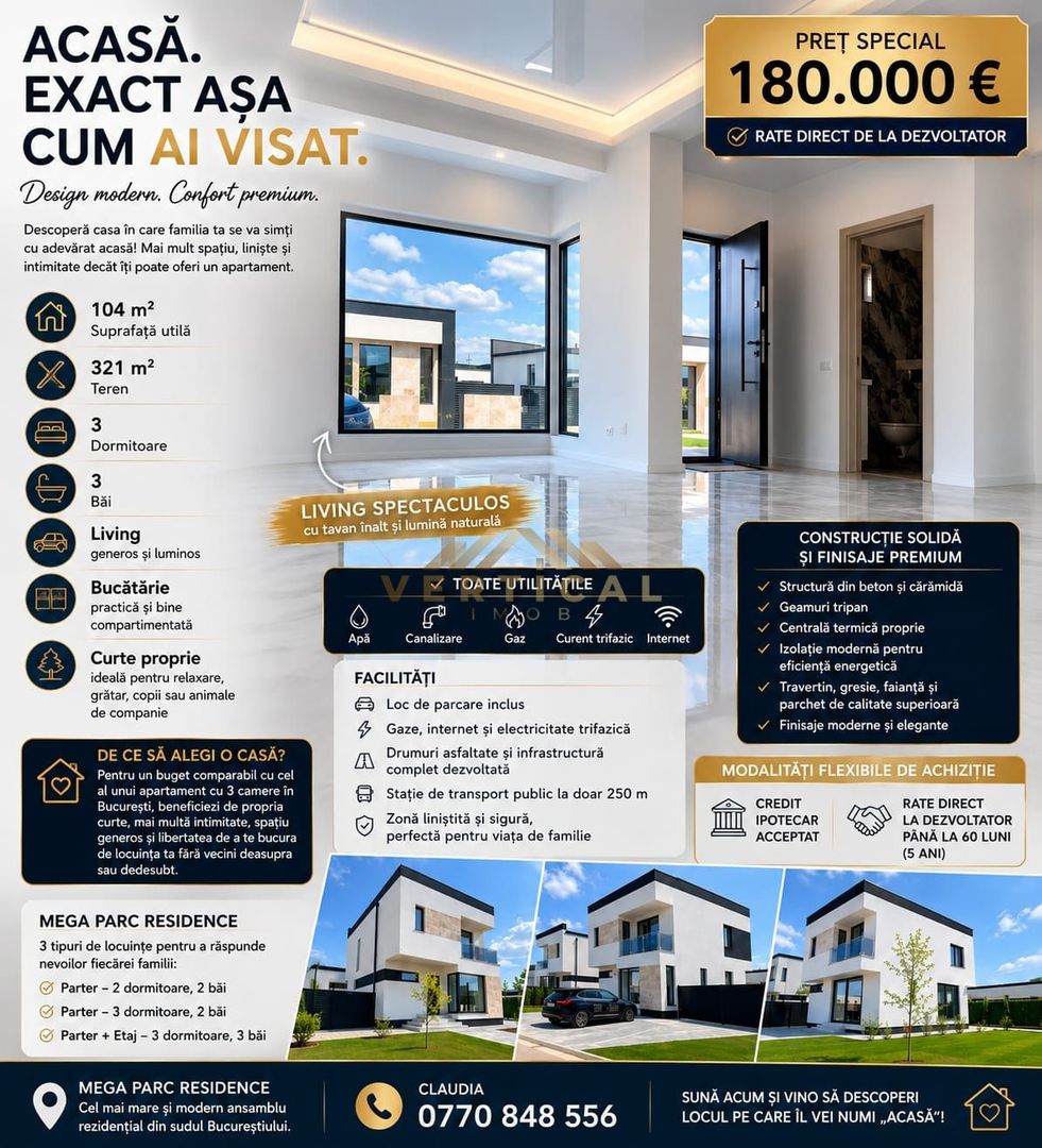VILĂ PREMIUM LA CHEIE, RATE DIRECT DE LA DEZVOLTATOR (5 ANI) - Poză 1