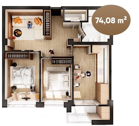 Vânzare, apartament, 3 camere, str. Nicolae Dimo, Durlești - Poză 1