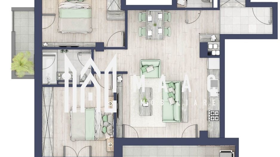 Apartament 3 camere | Balcoane 15.1 mp | Etaj II | Turnisor - Poză 1