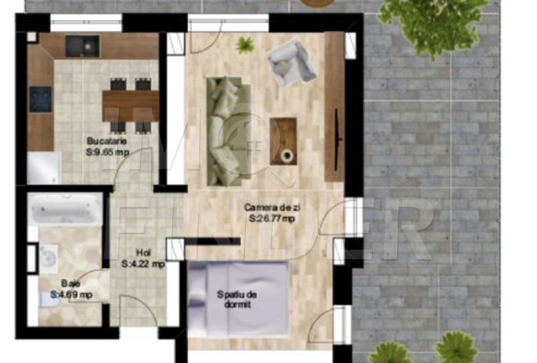 Vanzare 2 camere la cheie, zona Teatru National, 46 mp+ 43 mp gradina - Poză 10