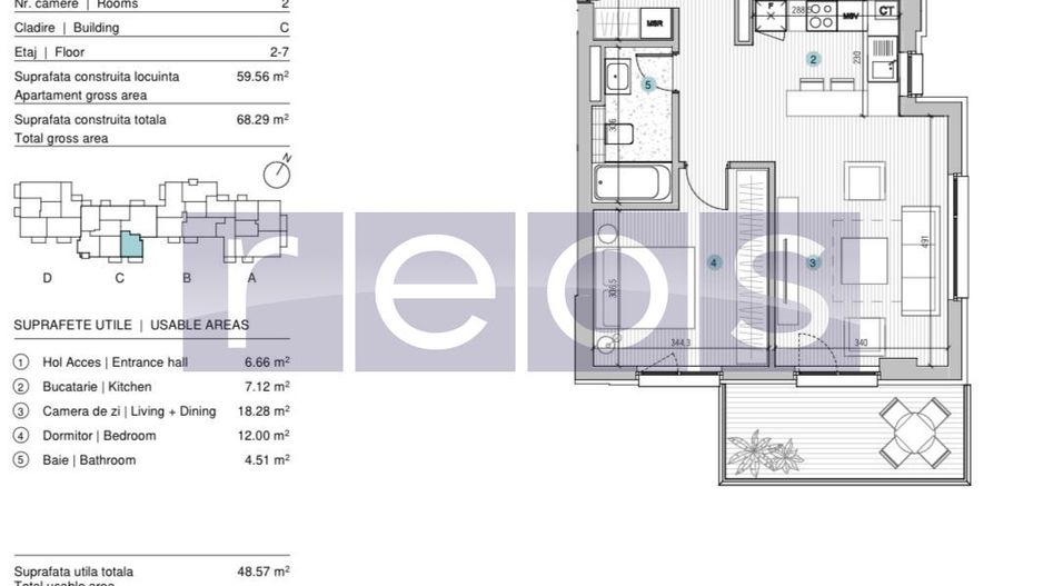 VANZARE APARTAMENT 2 CAMERE | STRAULESTI | 60MP | TERASA | COMPLEX NOU - Poză 22