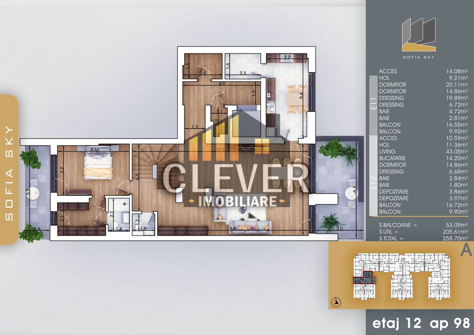 Duplex 4 Camere 259 mp, scara interioara, zona Pallady - Schiță 8