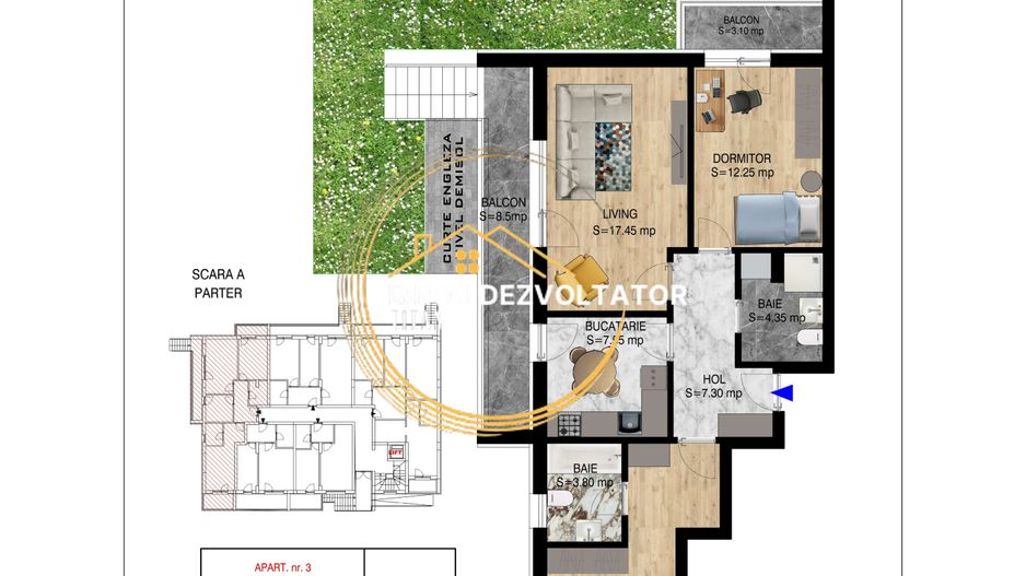 Decomandat Gradin Superba Privata Titan Pallady|Metrou Scoala Ikea - Schiță 3