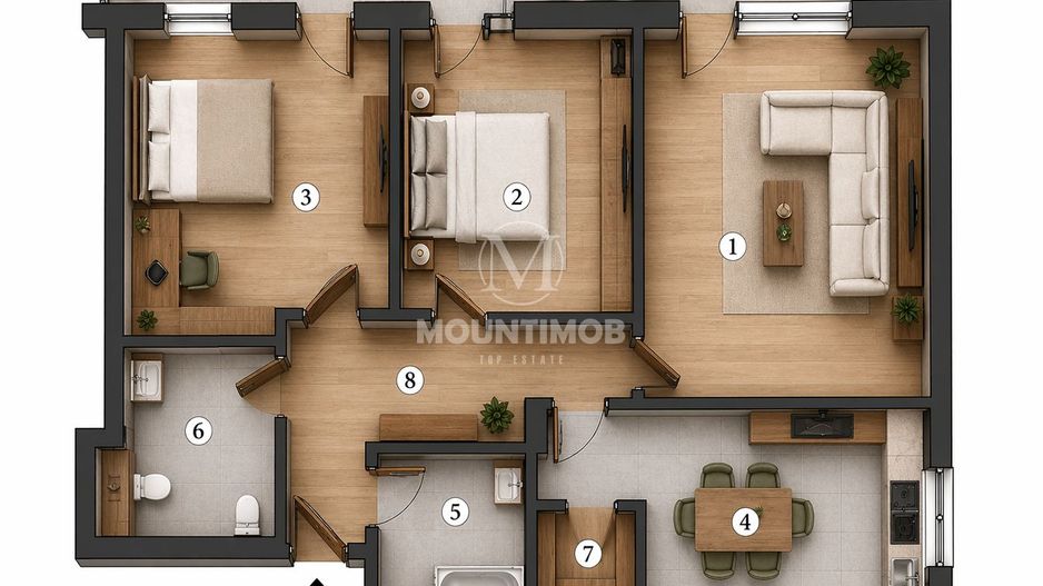 3 camere, Intabulat, Terasa, Parcare, Încălzire pardoseală - Schiță 3